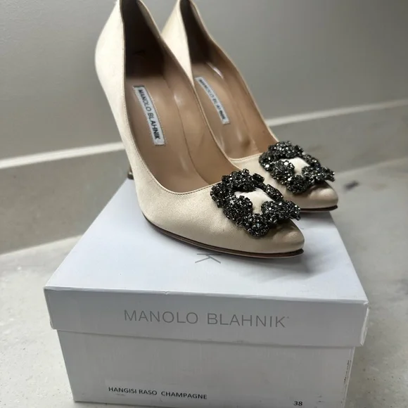 Heel Manolo Blahnik Champagne Hangisi HANGISI LACE Pink Champagne